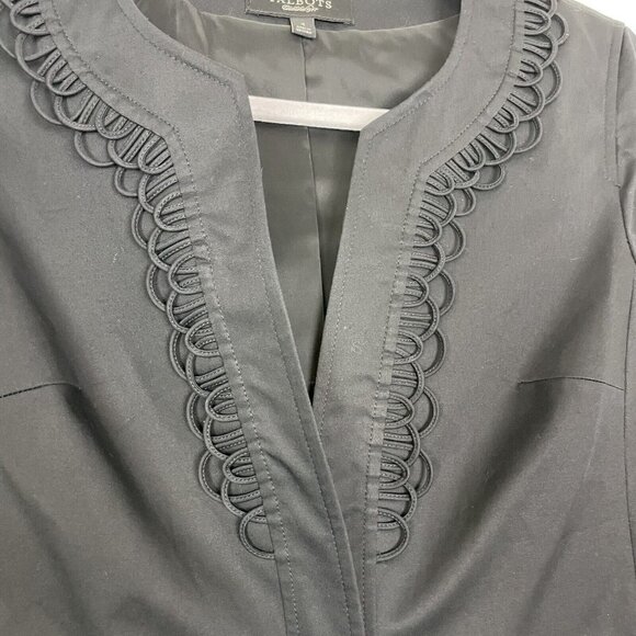 Talbots Black Short Blazer Loop Neck Design Single Button Size 4 Lined - Picture 4 of 7